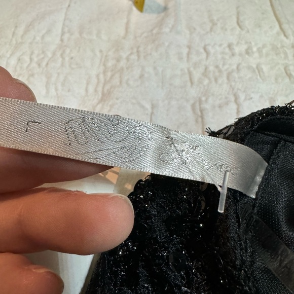 NWT Black Lace & Sequins Mock Neck Mini Dress - Picture 8 of 8